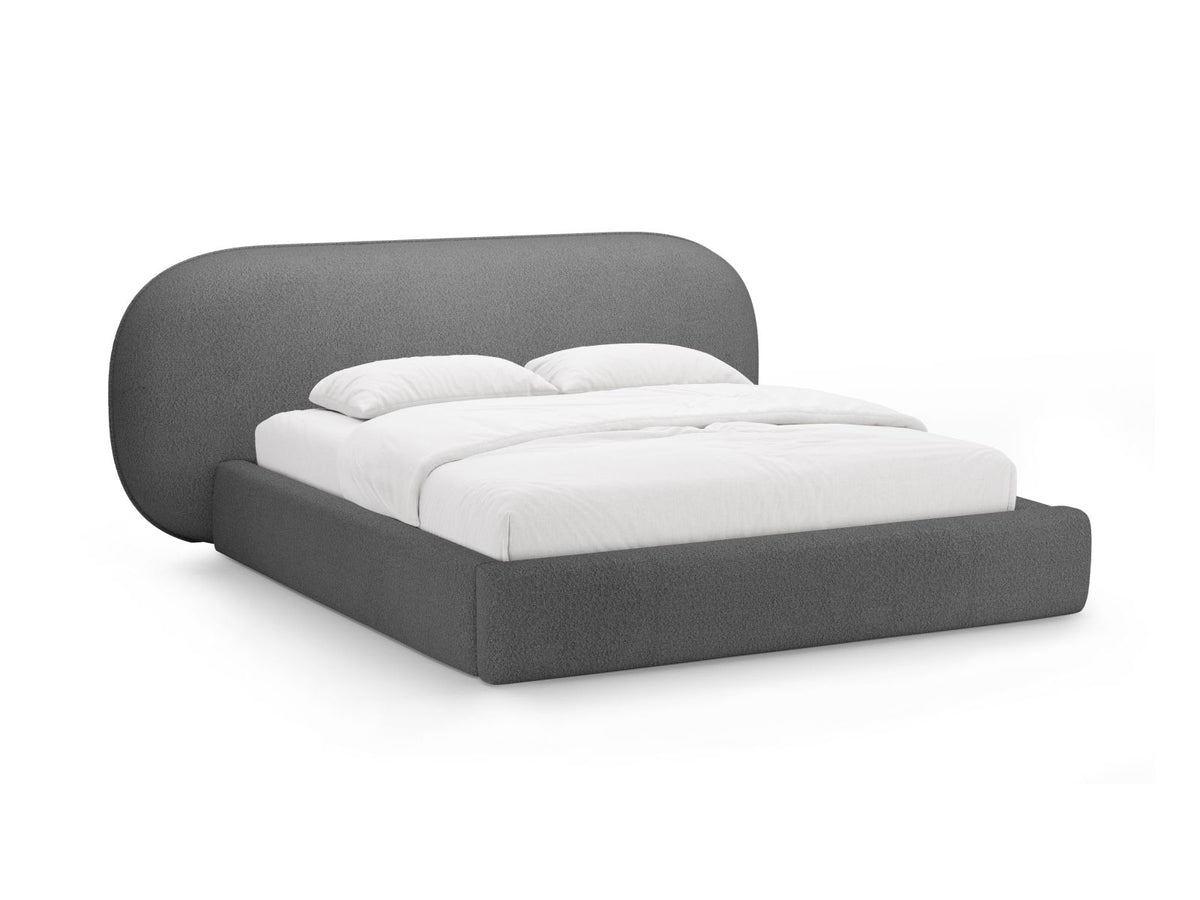 Letto Contenitore con Testata Ovalo - Grigio Scuro 160x200