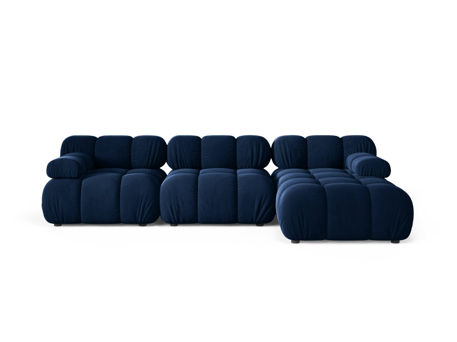 Divano Angolare Modulare Destro in Velluto, "Bellis", 4 Posti, 282x155x70 - Blu Royal