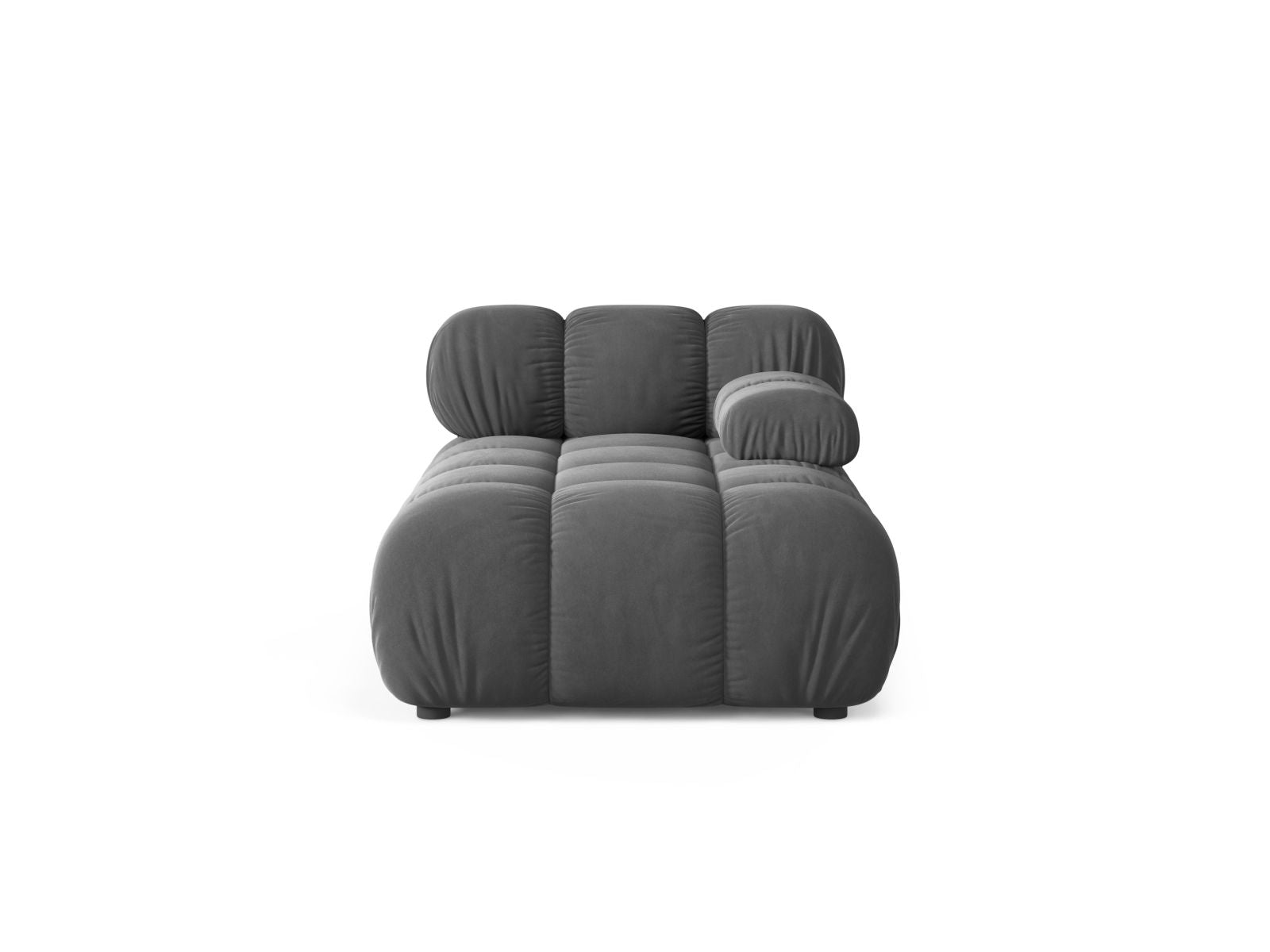 Chaise Longue Destra in Velluto, "Bellis", 1 Posto, 155x94x70 - Grigio