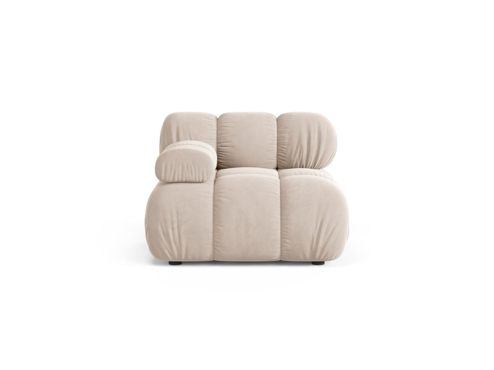 Modulo Sinistro in Velluto, "Bellis", 1 Posto, 94x94x70 - Beige Chiaro