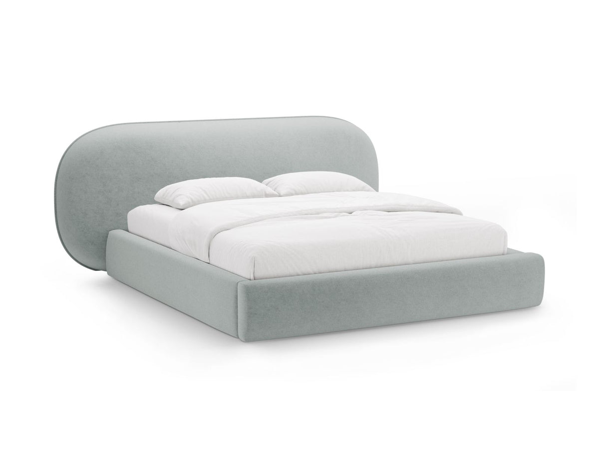 Letto Contenitore con Testata Ovalo - Blu Chiaro 160x200
