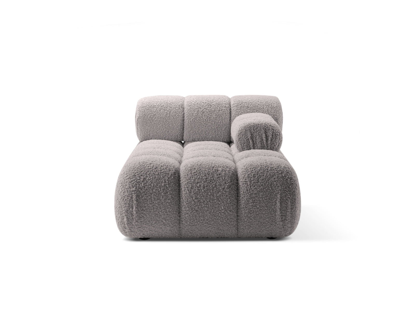 Chaise Longue Destra in Bouclé, "Bellis", 1 Posto, 155x94x70 - Grigio Chiaro