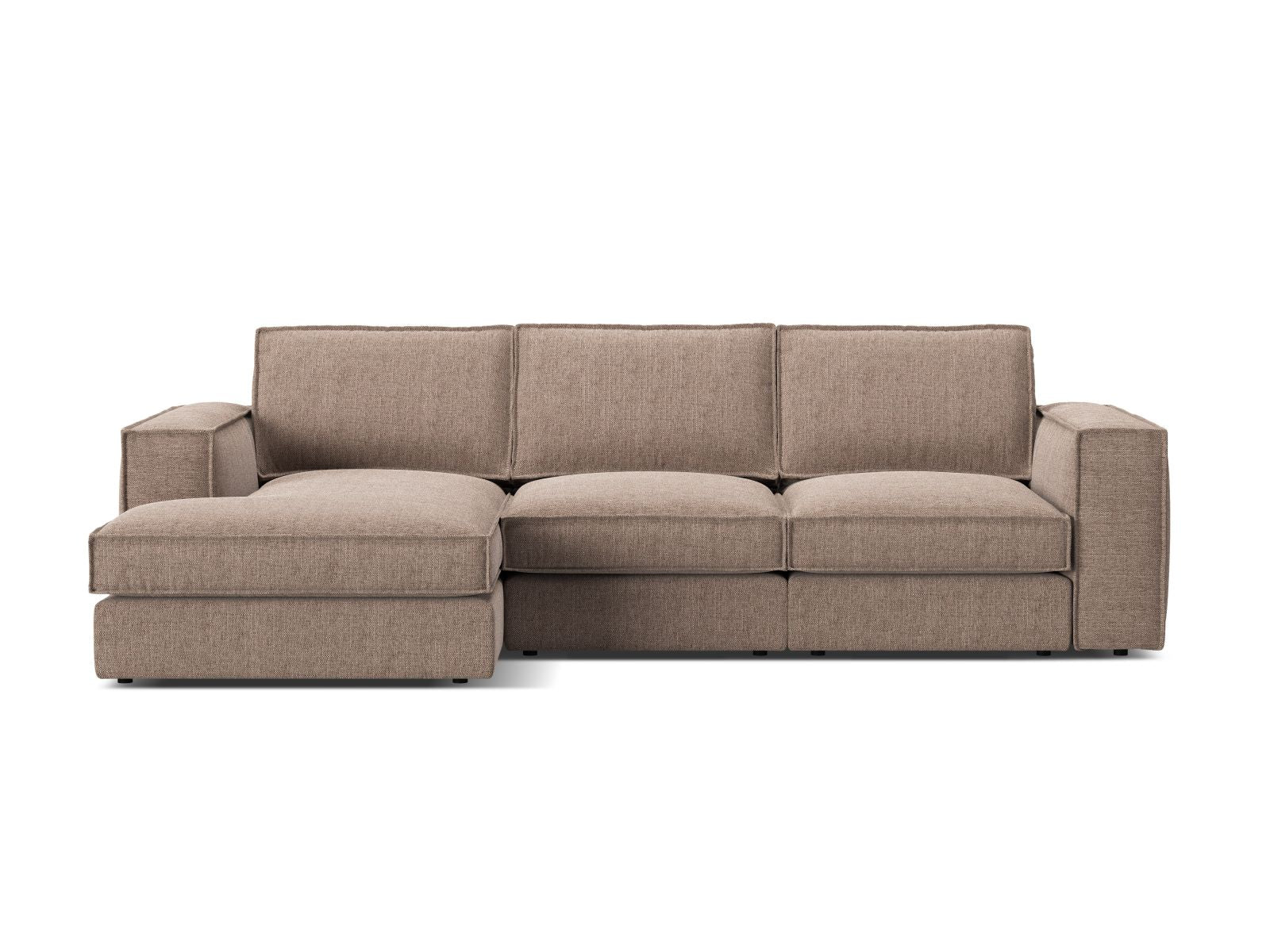 Divano Angolare Modulare Sinistro, "Pola", 3 Posti, 284x158x88 - Marrone Chiaro