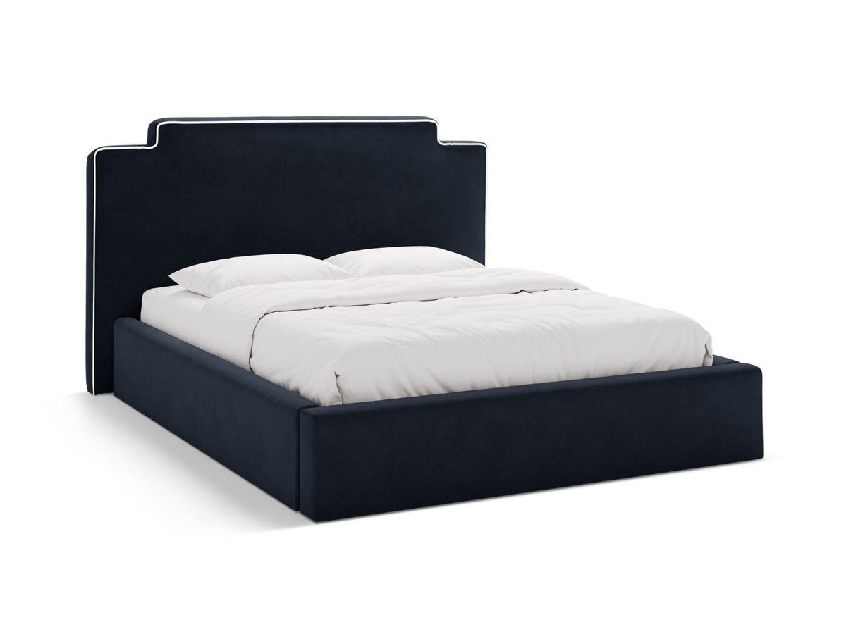 Letto Contenitore con Testata Princess - Avorio, Blu Reale 180x200