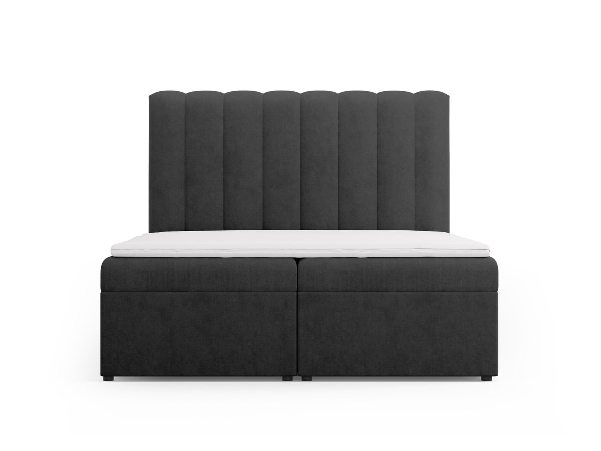 Letto Boxspring con Testata, Materasso e Topper Kelp - Antracite 160x200