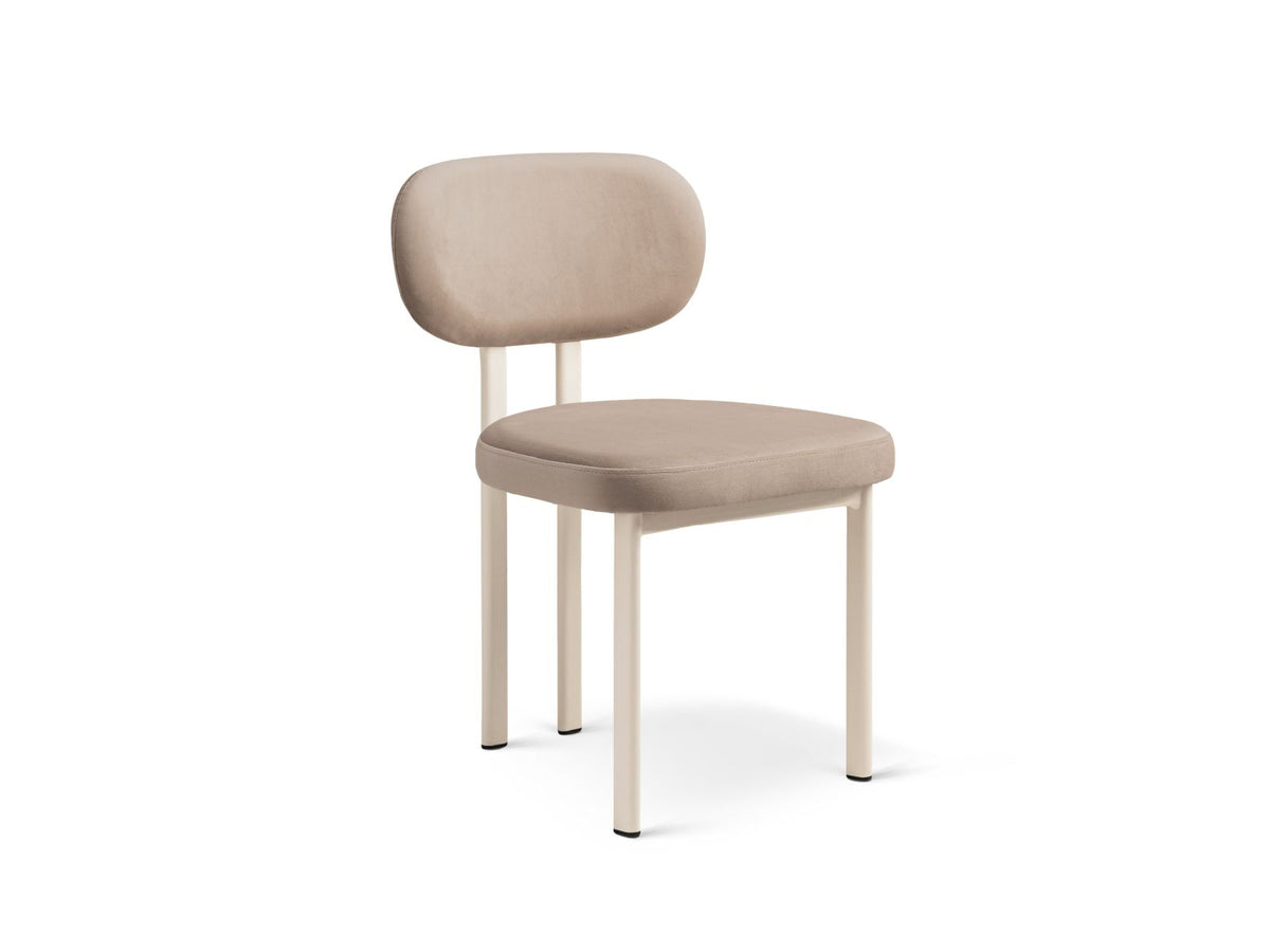 Sedia in Velluto, "Sam", 1 Posto, 51x52x82 - Beige Mandorla
