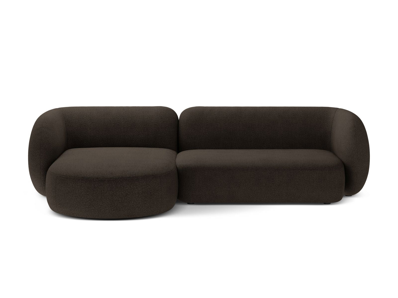 Divano Angolare Modulare Sinistro in Bouclé, "Kate", 3 Posti, 285x176x76 - Marrone