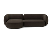 Divano Angolare Modulare Sinistro in Bouclé, "Kate", 3 Posti, 285x176x76 - Marrone