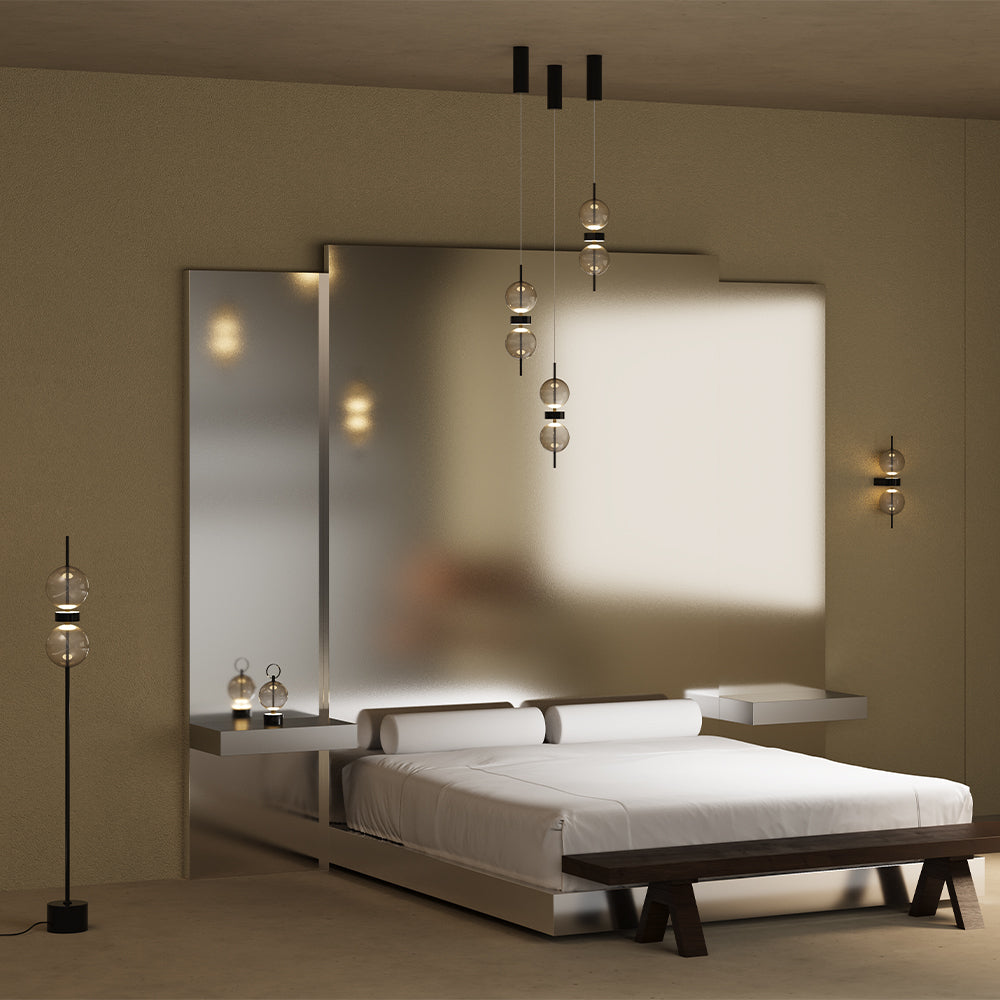 Lampada a sospensione Double Moon - Maytoni - Nero - MOD478PL-L8B3K