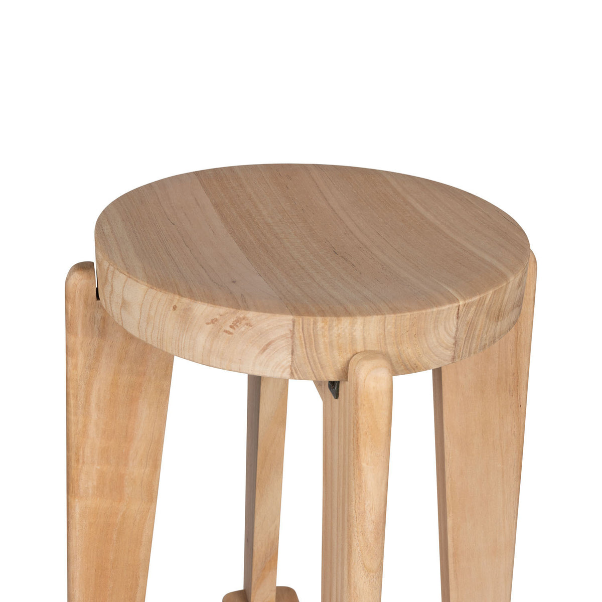High Bar Stool Wood DT.W.19. H78cm - Natural - Pierre Jeanneret Edition