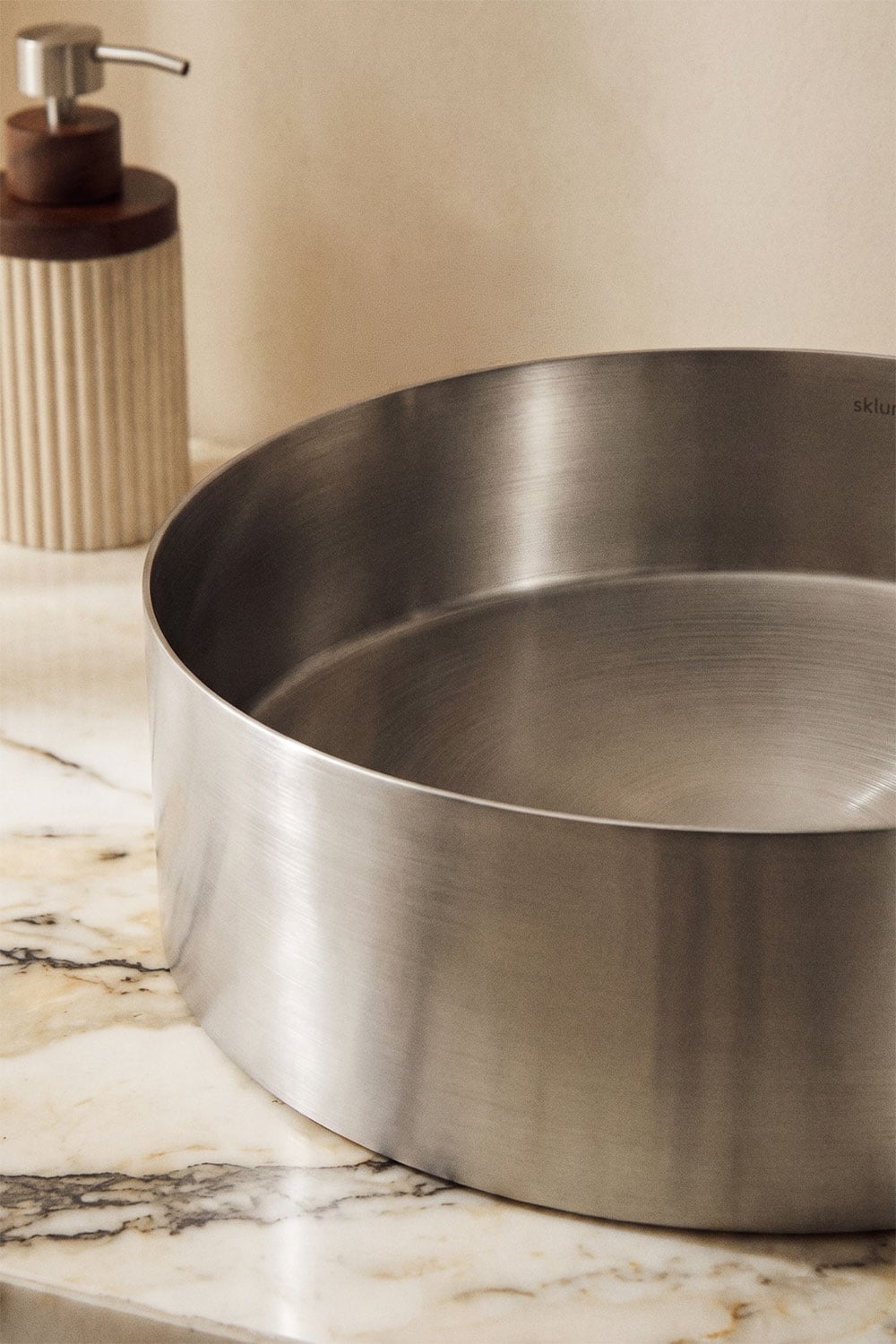 Lemia - Lavabo da appoggio rotondo Ø40 cm in acciaio inox