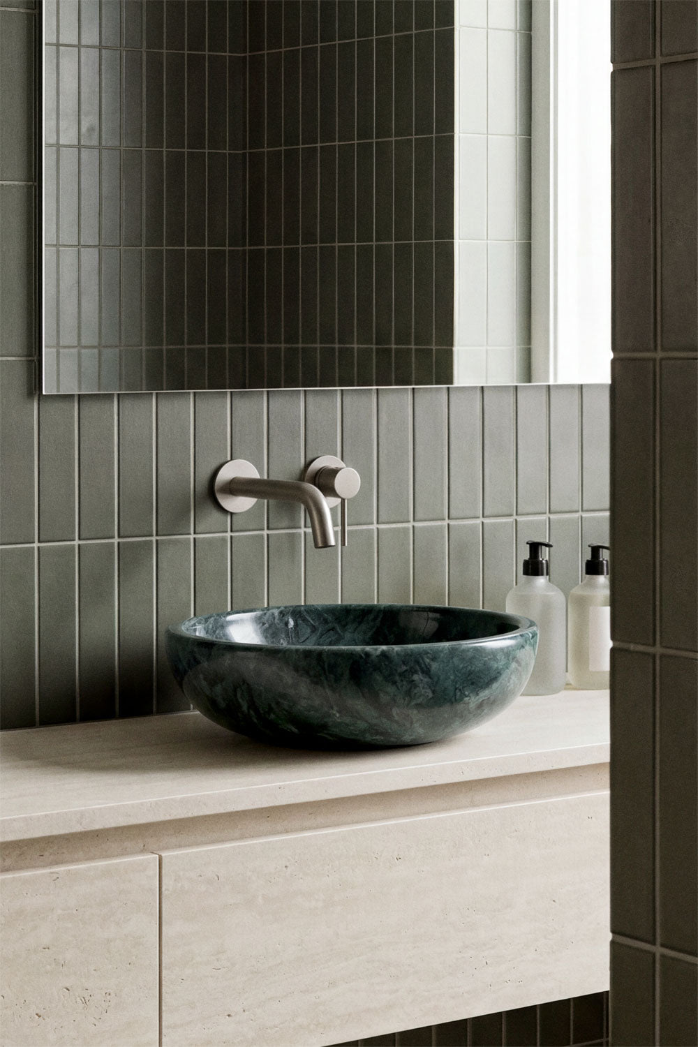 Eskel - Lavabo da appoggio rotondo Ø40 cm in pietra naturale