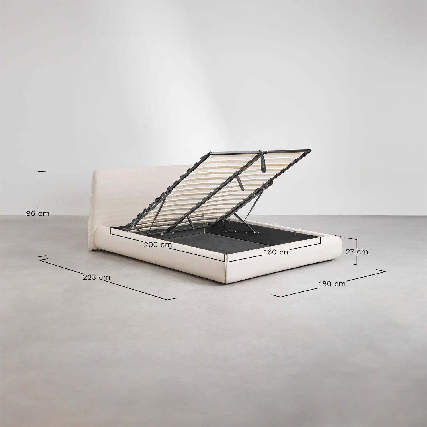 Norena - Letto con contenitore imbottito