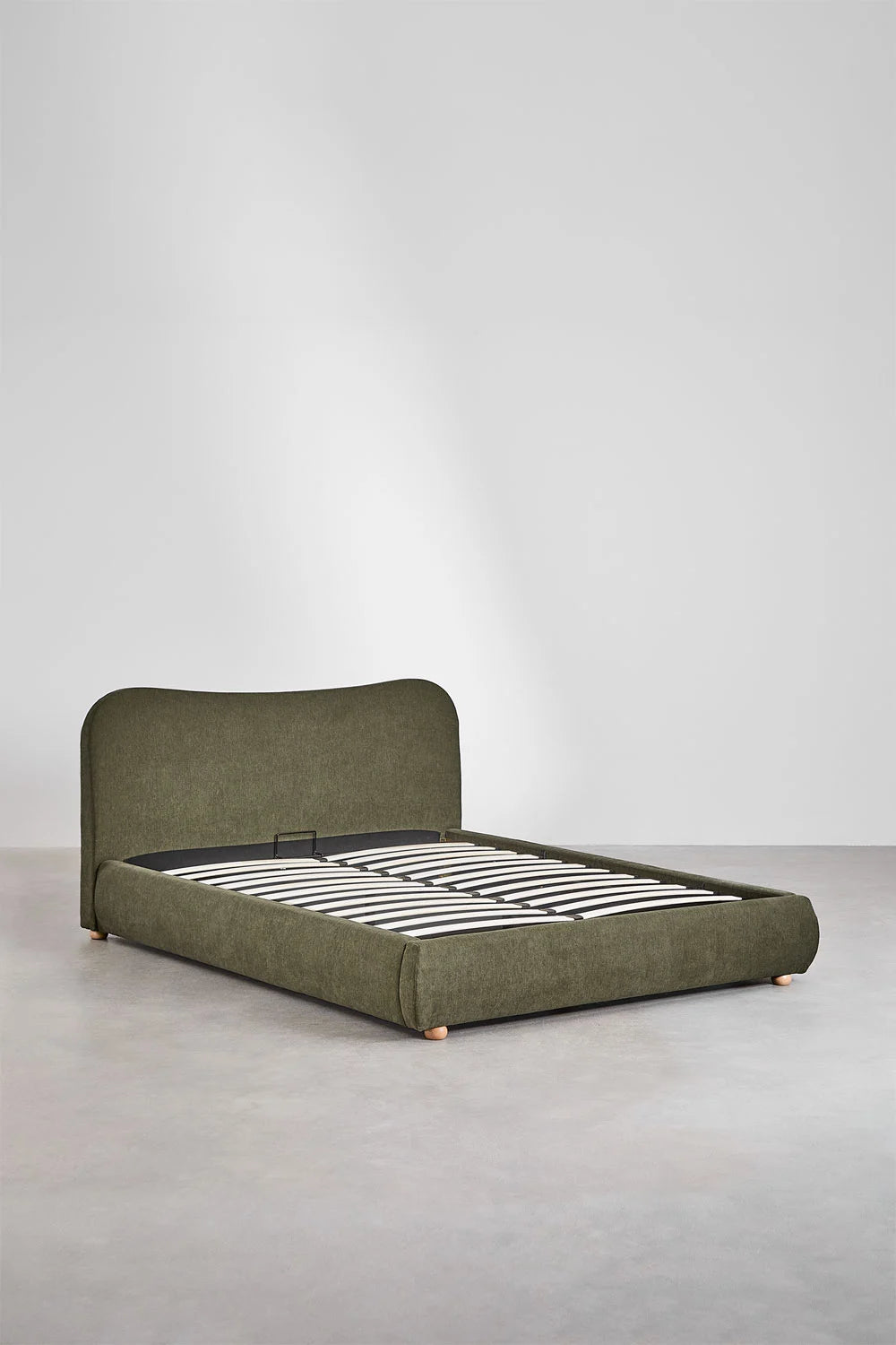 Winselet - Letto con contenitore imbottito verde, begie, bianco