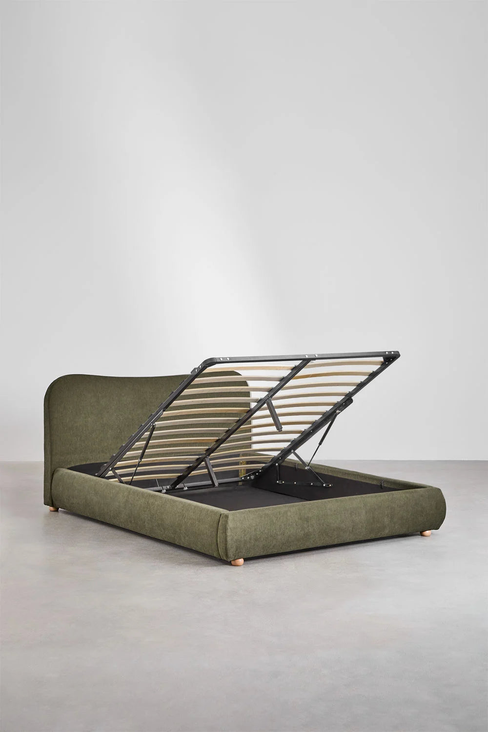 Winselet - Letto con contenitore imbottito verde, begie, bianco