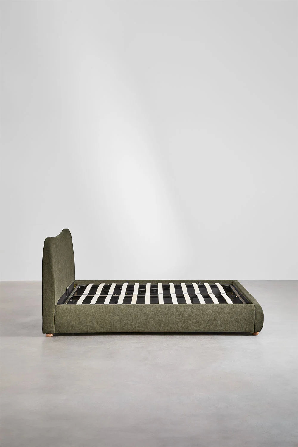 Winselet - Letto con contenitore imbottito verde, begie, bianco