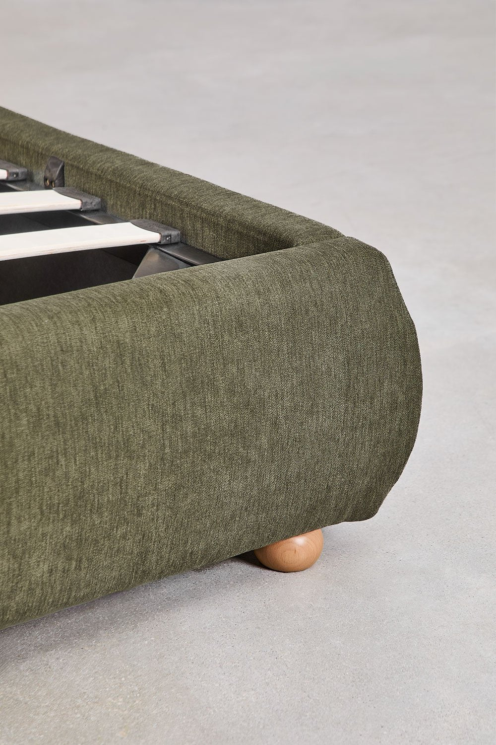 Winselet - Letto con contenitore imbottito verde, begie, bianco