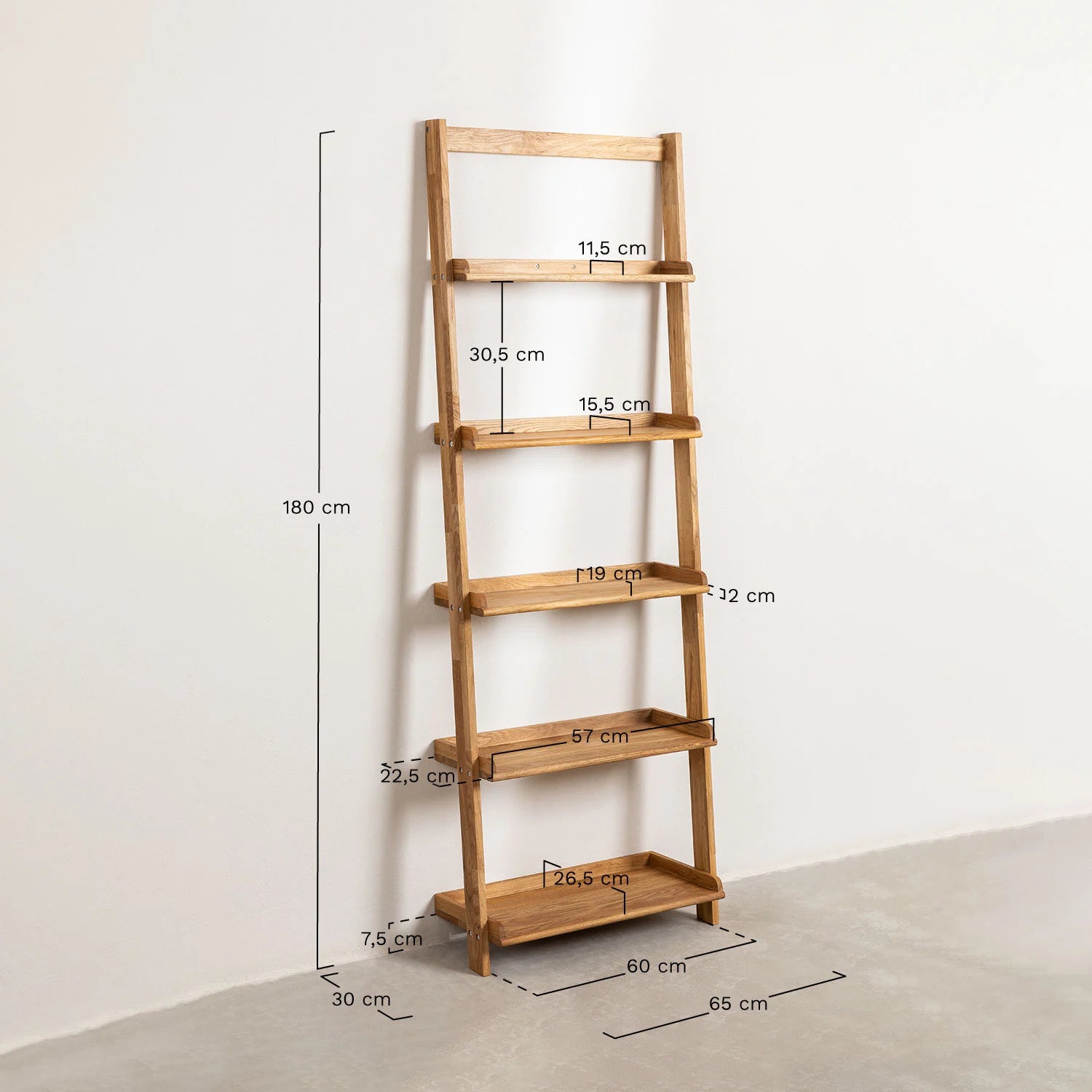 Idia - Libreria 65x180 cm in legno di rovere