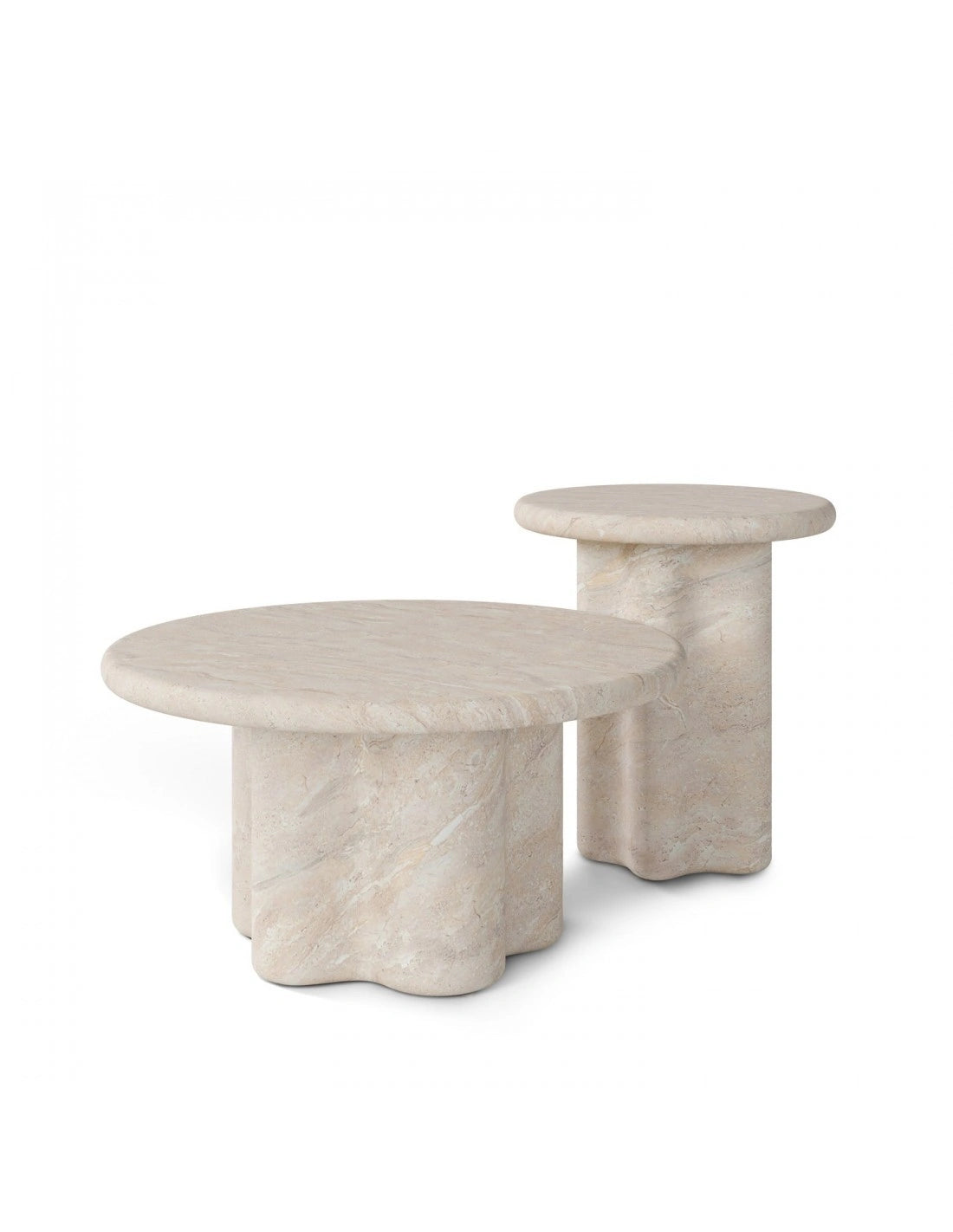 Tavolino da salotto LUIS Ø 80 cm in microcemento effetto travertino