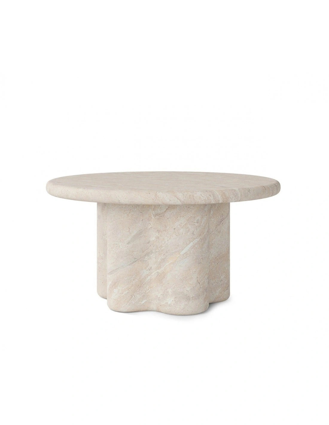 Tavolino da salotto LUIS Ø 80 cm in microcemento effetto travertino