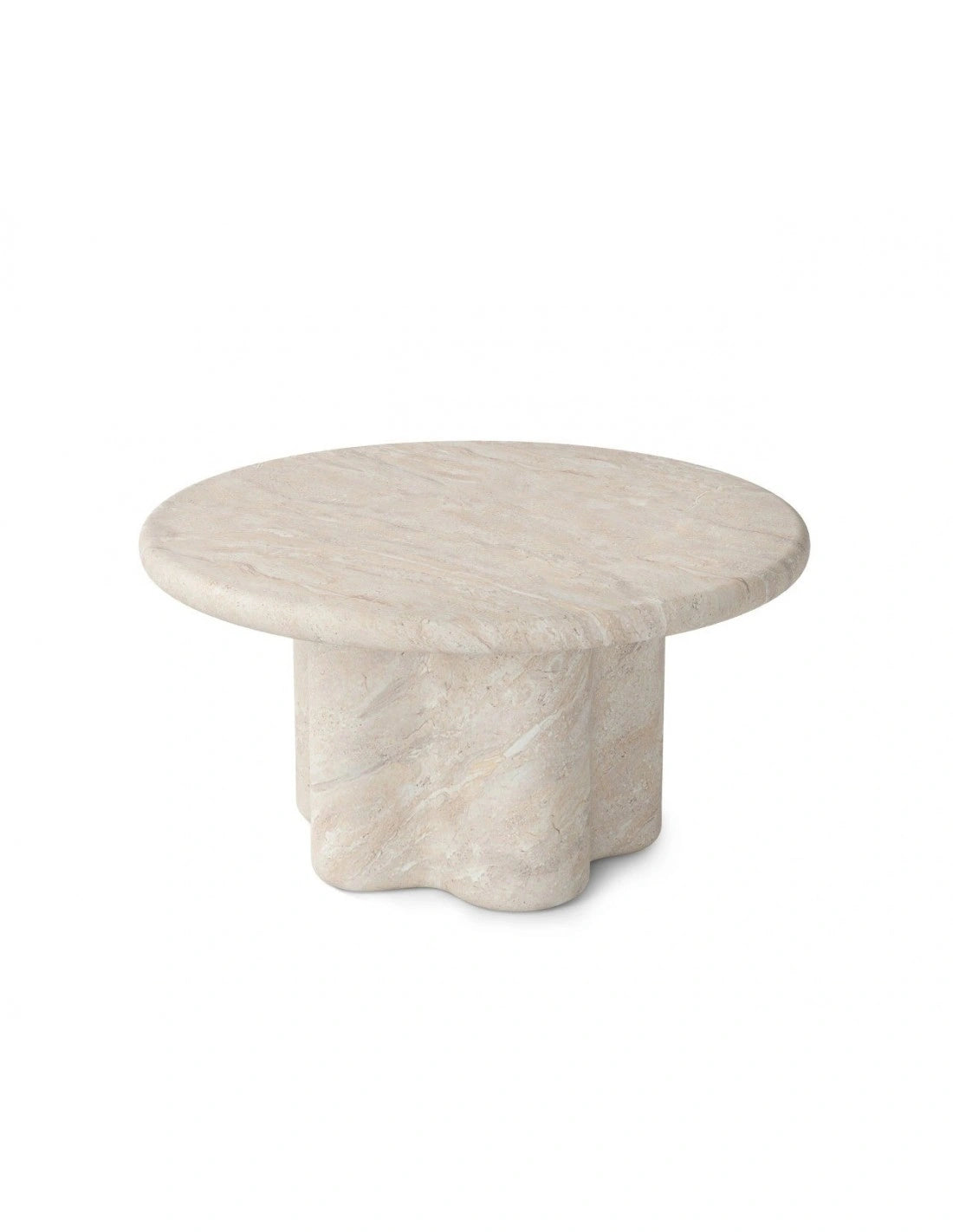 Tavolino da salotto LUIS Ø 80 cm in microcemento effetto travertino