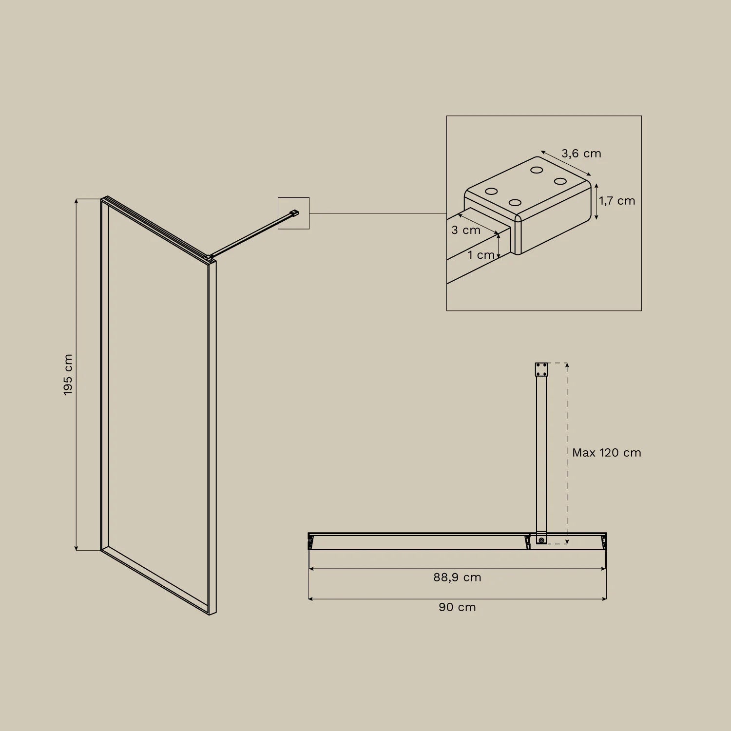 Trafalgar - Box doccia fissa con vetro temperato da 5 mm e alluminio