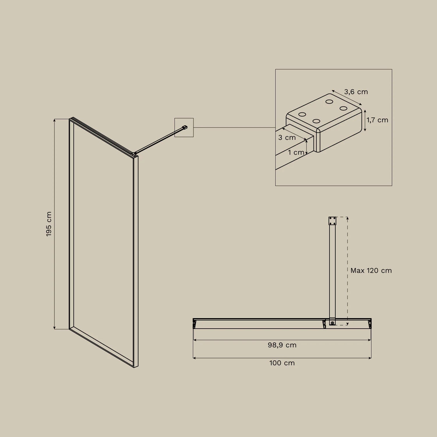 Trafalgar - Box doccia fissa con vetro temperato da 5 mm e alluminio