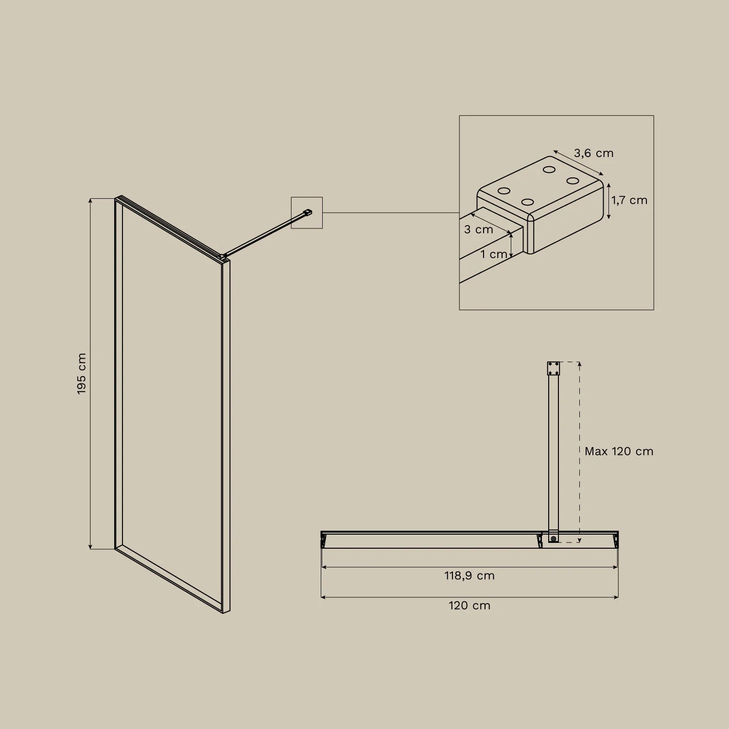 Trafalgar - Box doccia fissa con vetro temperato da 5 mm e alluminio