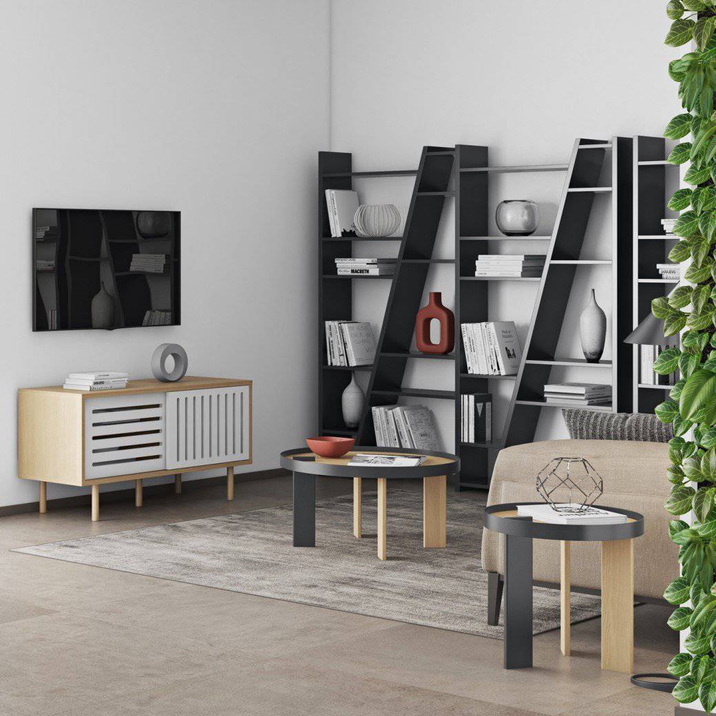 row_150-leaf_celling_lamp-dann_stripes-delta_004_bookcase-bruno_coffee_tables