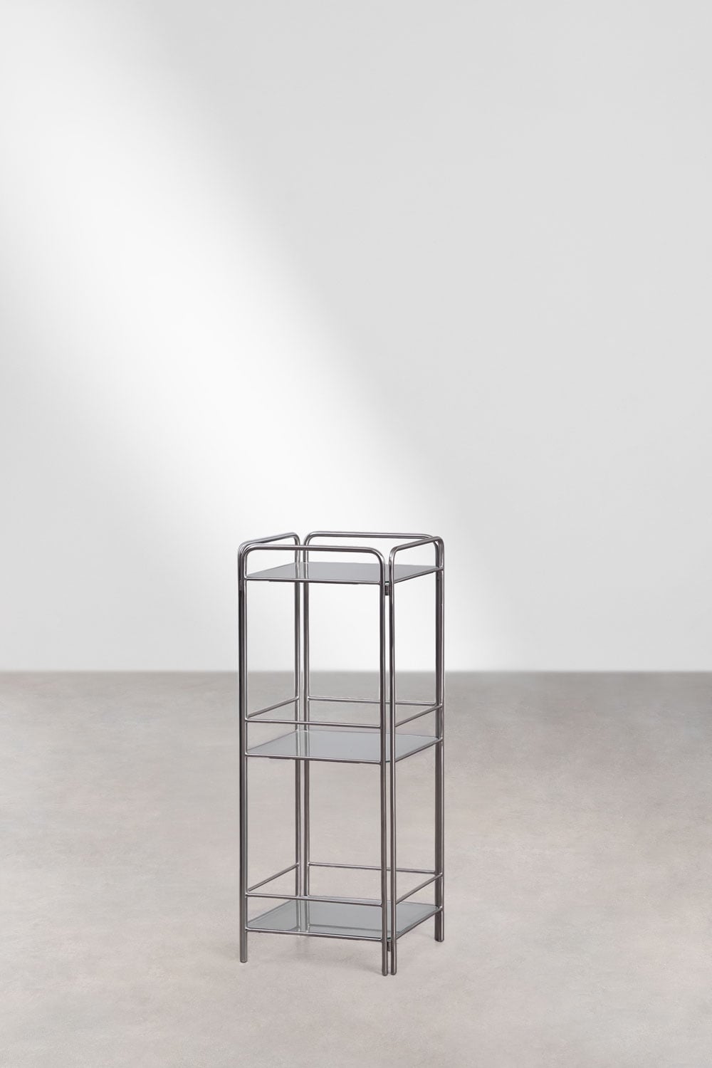 Idunai - Scaffale da bagno 30x80 cm in acciaio inox e vetro