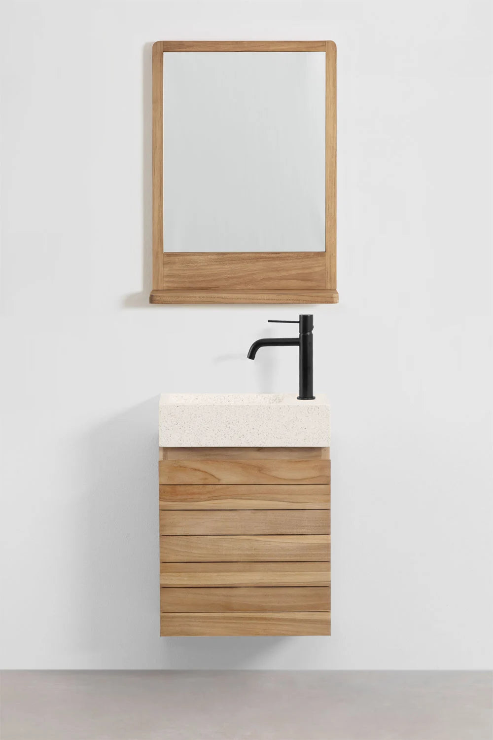 Set Arredo Bagno in Legno Teak con Lavabo Integrato in Cemento Napier