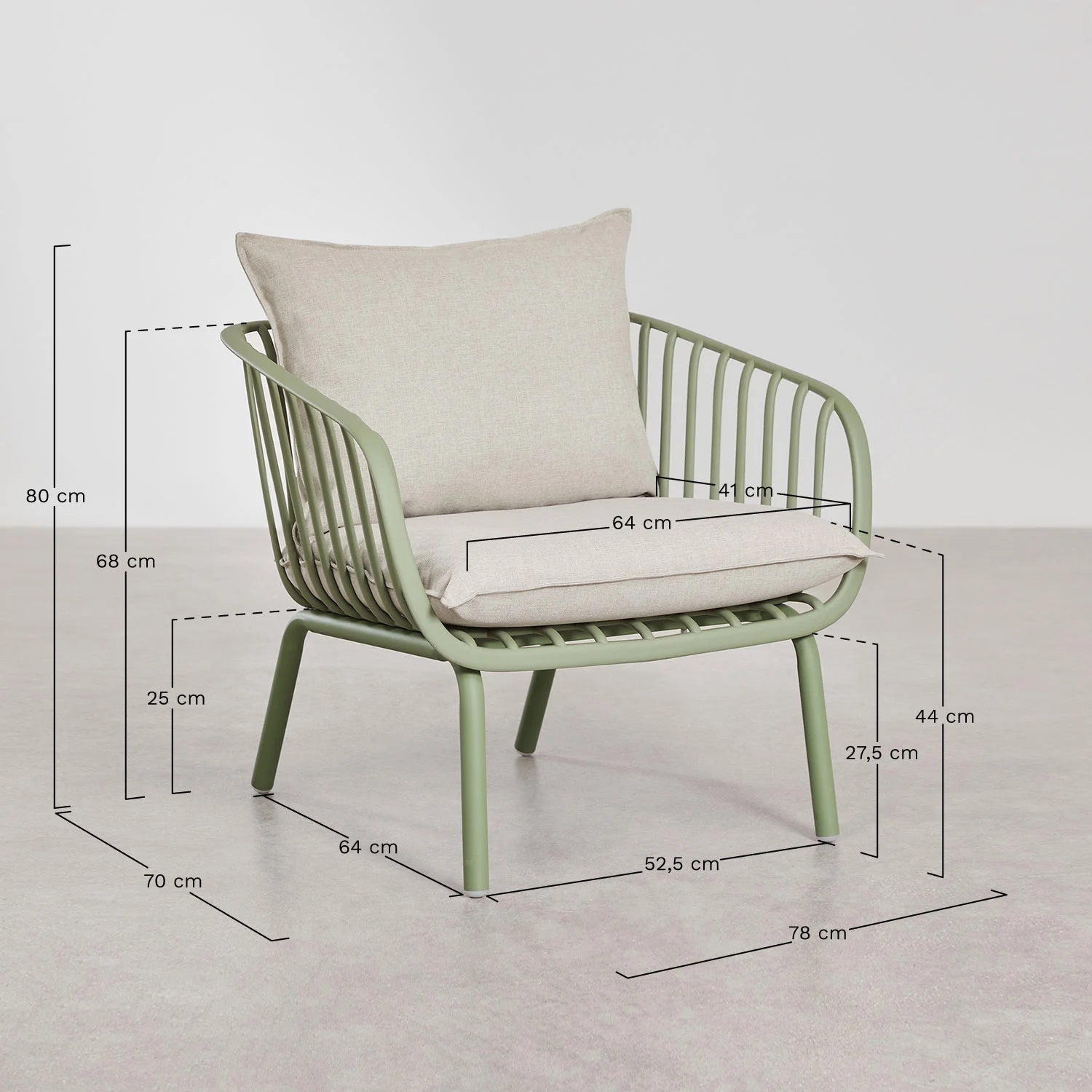 Aradina - Set da giardino con divano 2 posti, 2 poltrone e 2 tavolini in acciaio e polipropilene