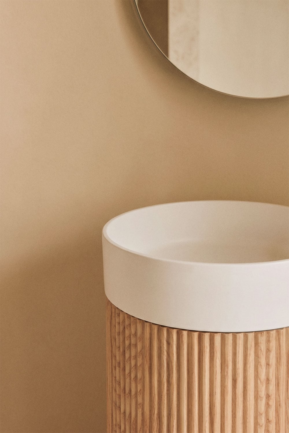 Freia - Set mobile bagno a colonna Ø40 cm con lavabo integrato