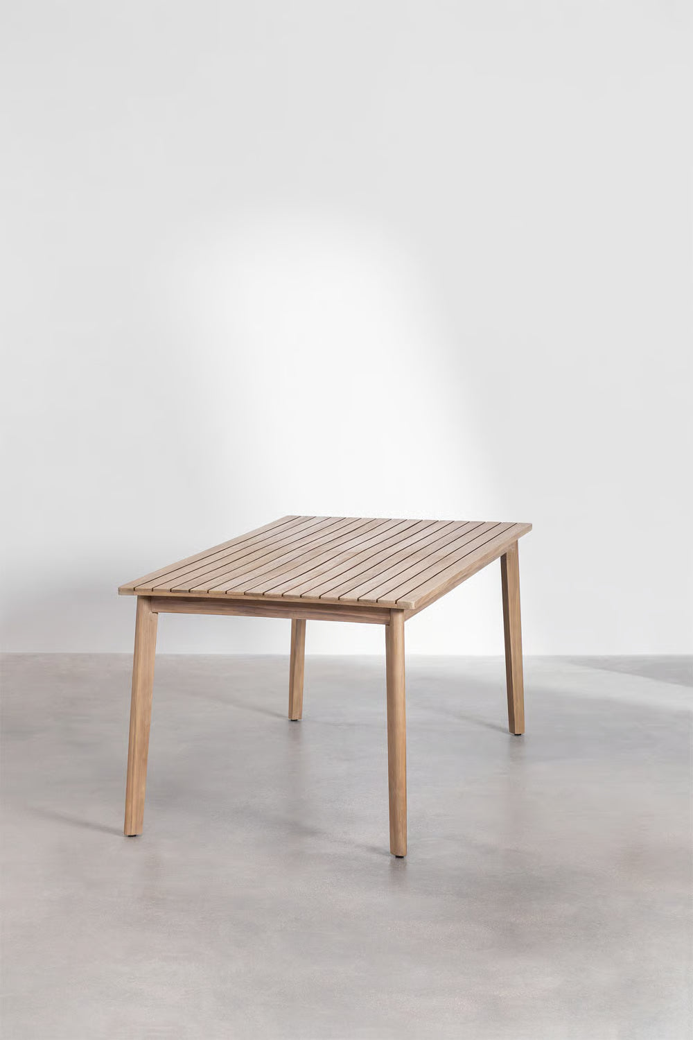 Set Kaela - Set da tavolo rettangolare 180x90 cm e 6 sedie da giardino in legno di acacia e corda intrecciata