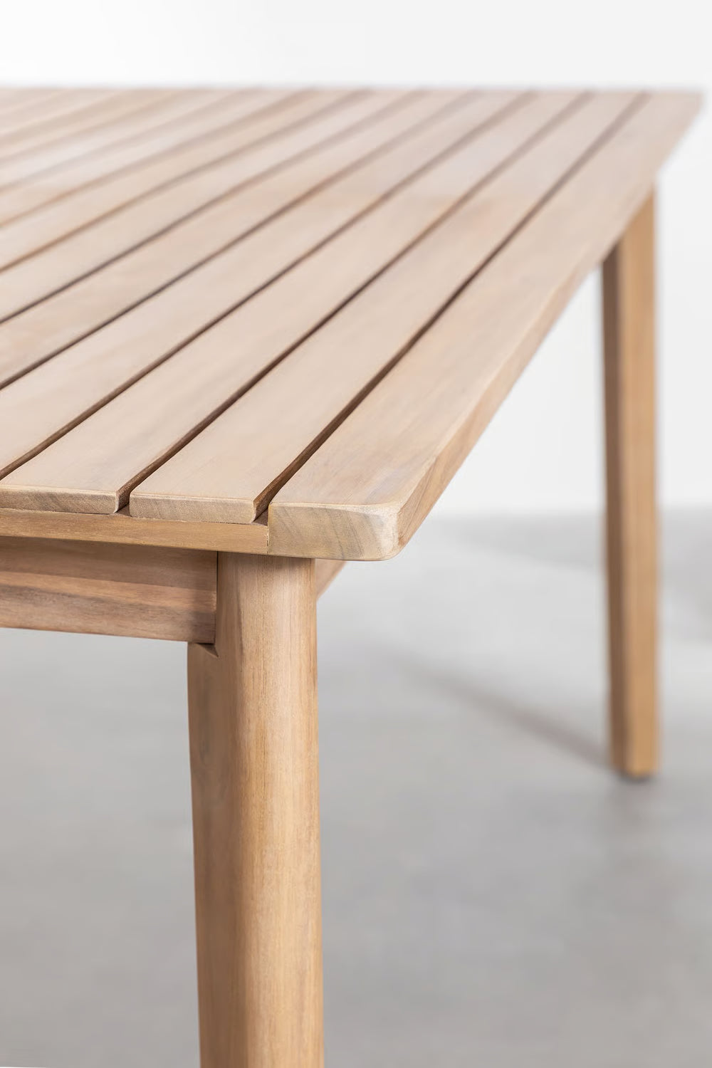 Set Kaela - Set da tavolo rettangolare 180x90 cm e 6 sedie da giardino in legno di acacia e corda intrecciata