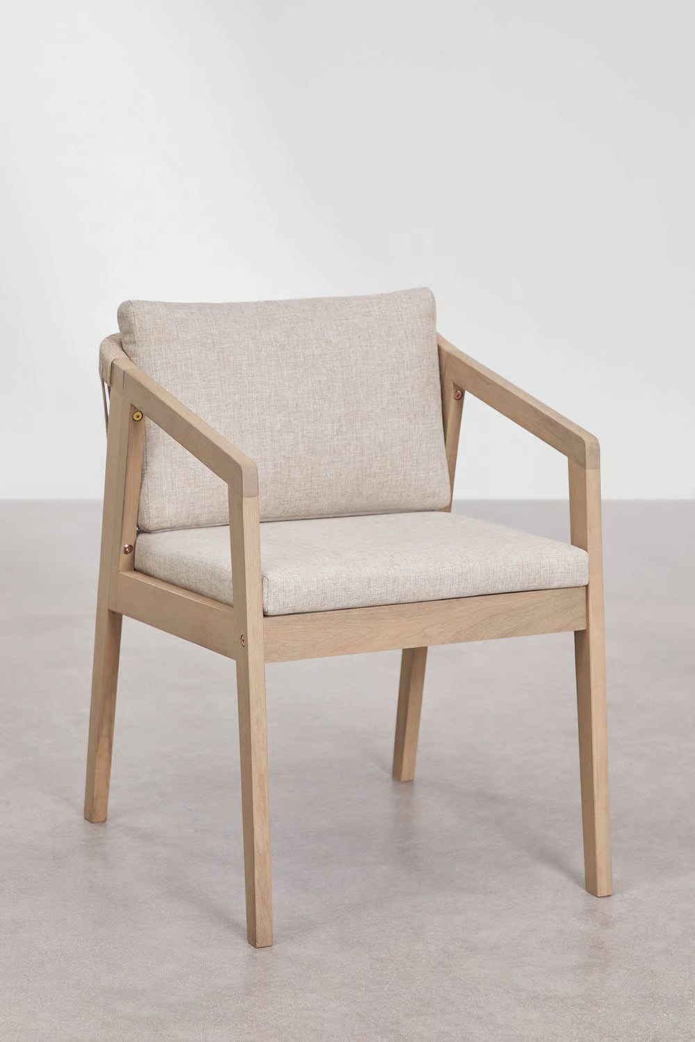 Set Kaela - Set da tavolo rettangolare 180x90 cm e 6 sedie da giardino in legno di acacia e corda intrecciata