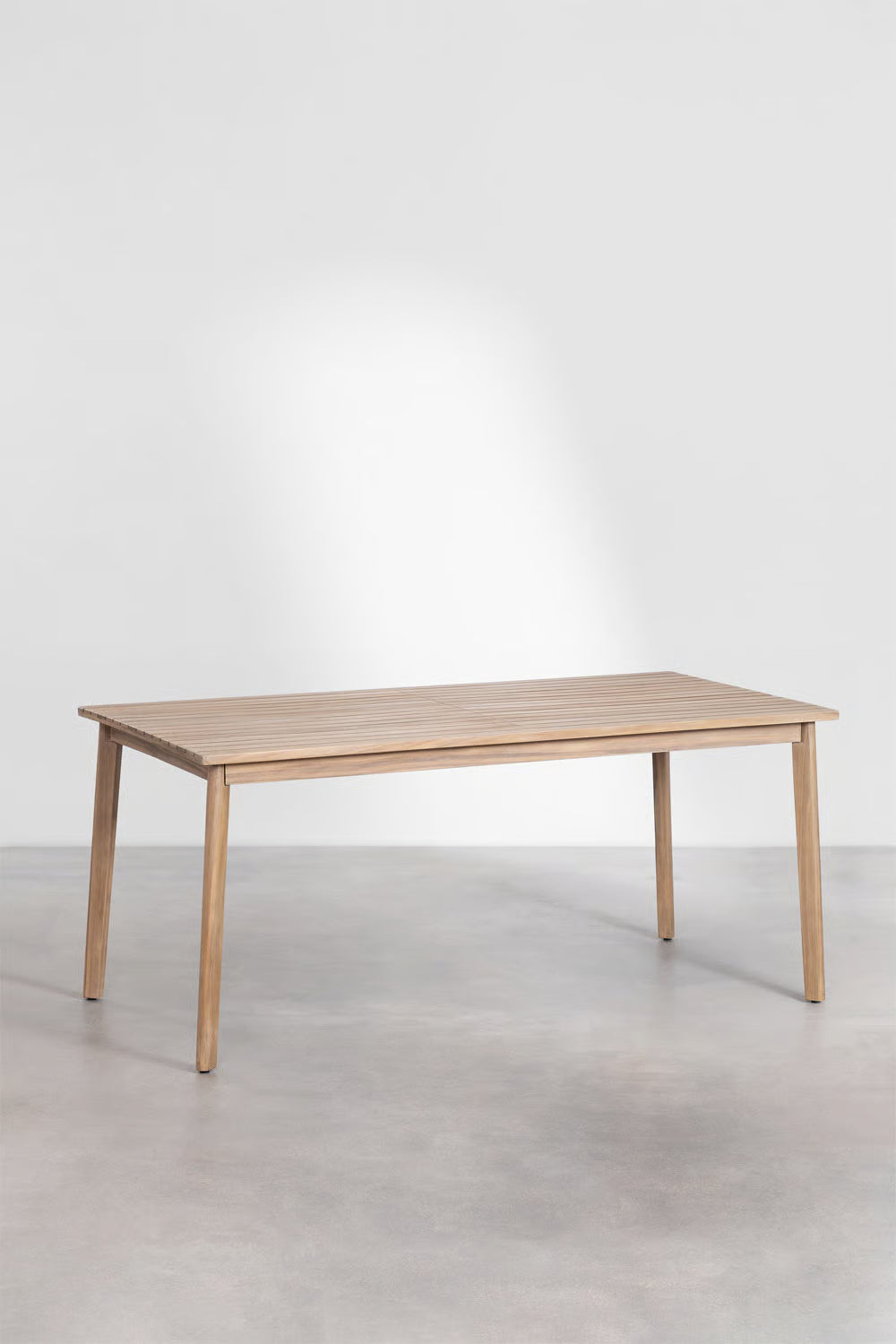 Set Kaela - Set da tavolo rettangolare 180x90 cm e 6 sedie da giardino in legno di acacia e corda intrecciata