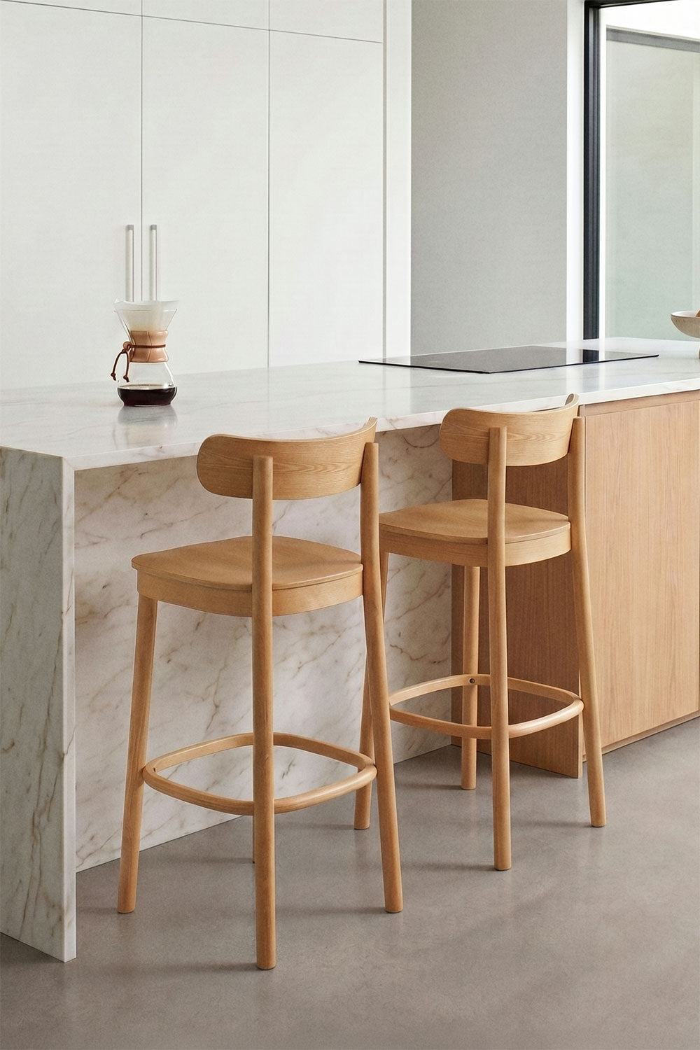 Taleri - Sgabello alto in legno (Set di 2)