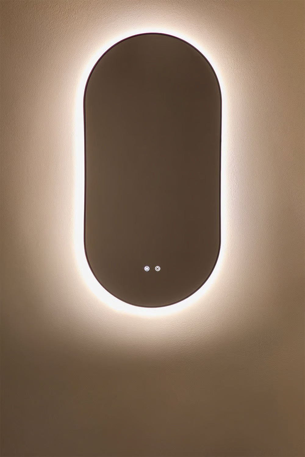 Asteiro - Specchio da parete ovale 50x100 cm per bagno con luce LED e antivapore