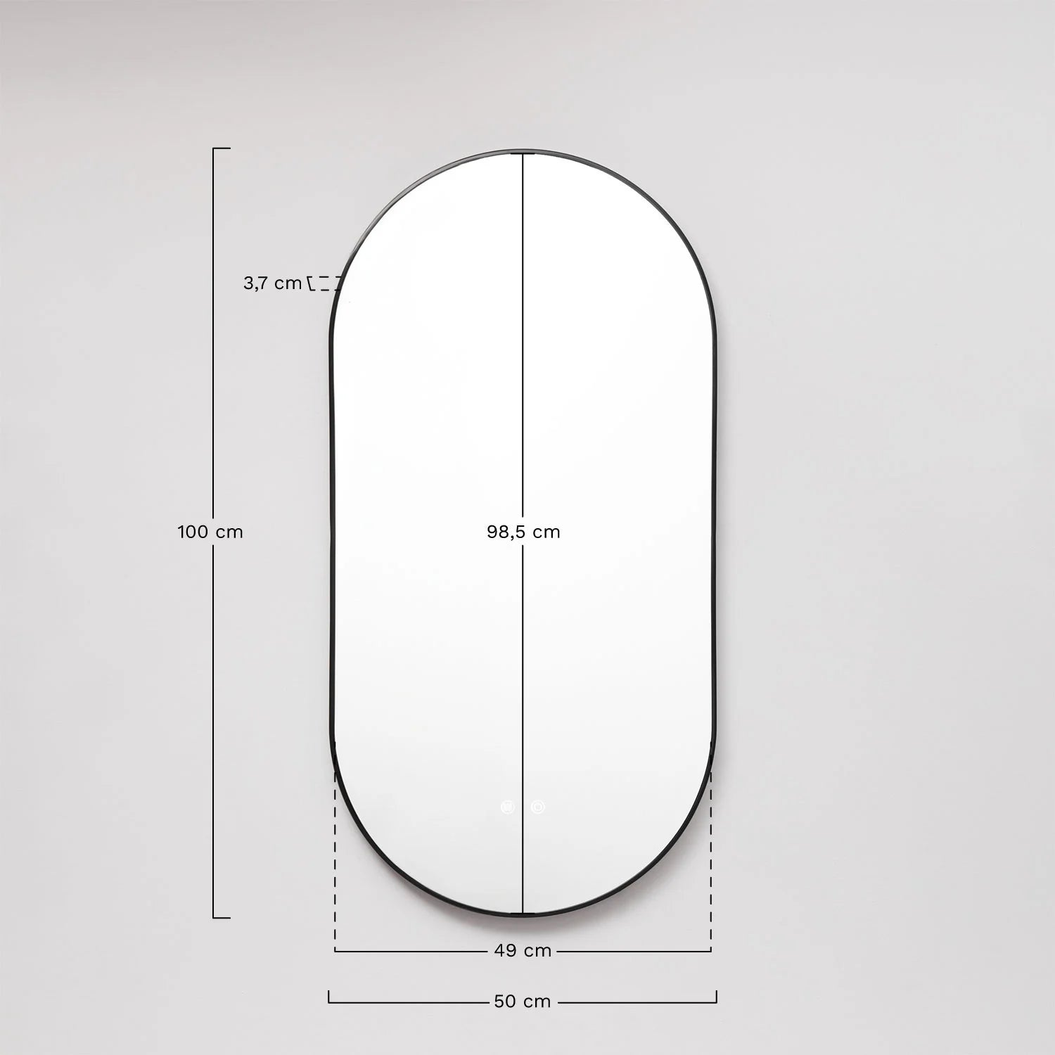 Asteiro - Specchio da parete ovale 50x100 cm per bagno con luce LED e antivapore