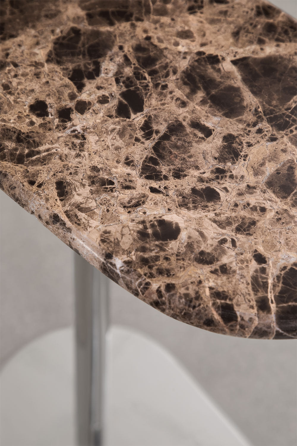 Lumair - Tavolino laterale ovale 45x25 cm in pietra naturale e acciaio inox