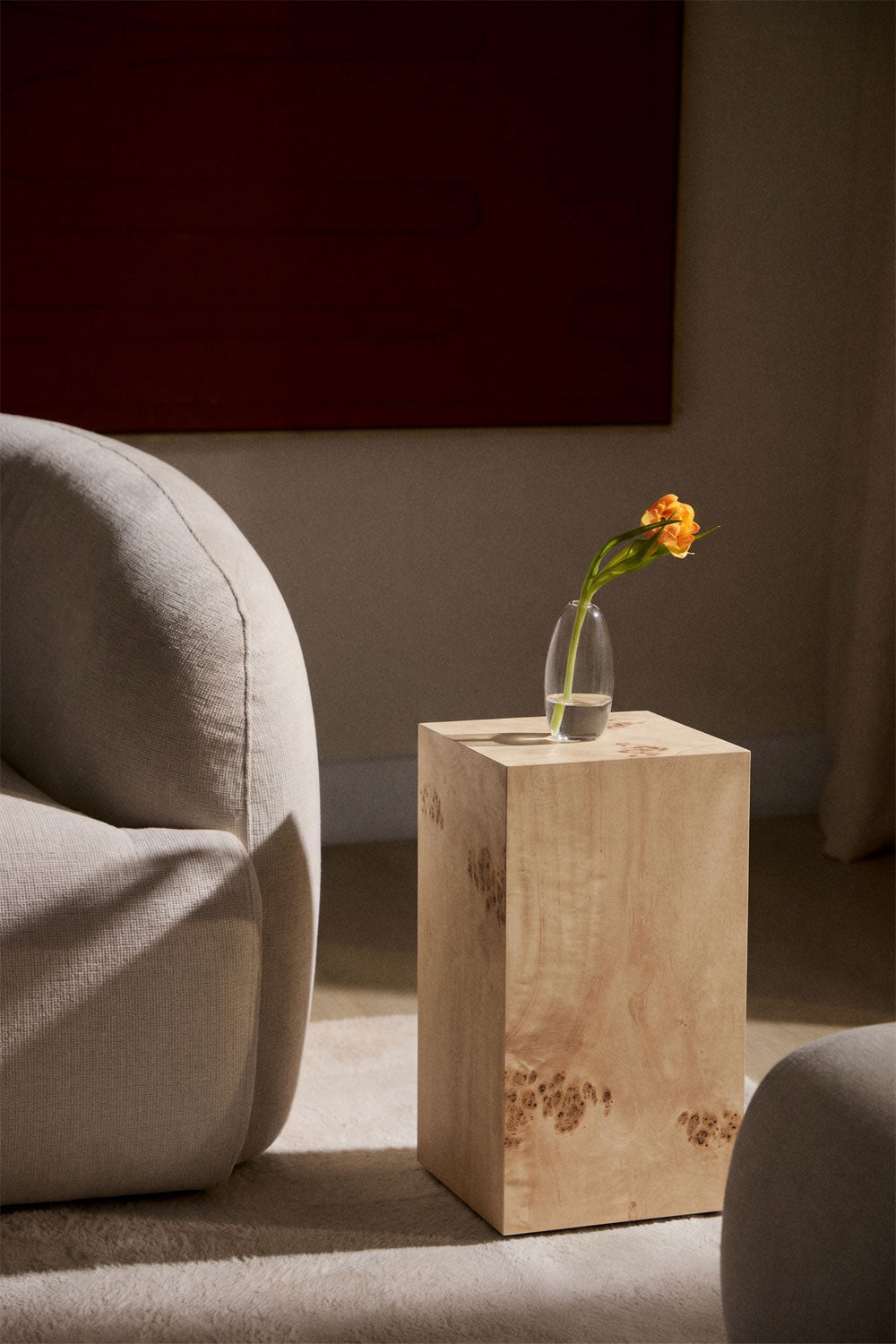 Girolami - Tavolino quadrato 35x35 cm in MDF effetto radica