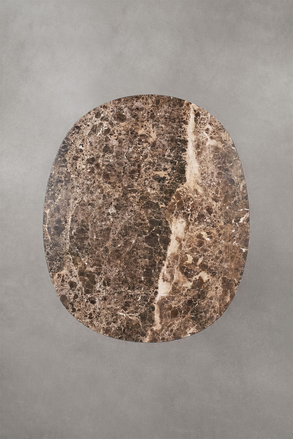 Fertrix - Tavolo da pranzo ovale 120x100 cm in pietra naturale e acciaio inox
