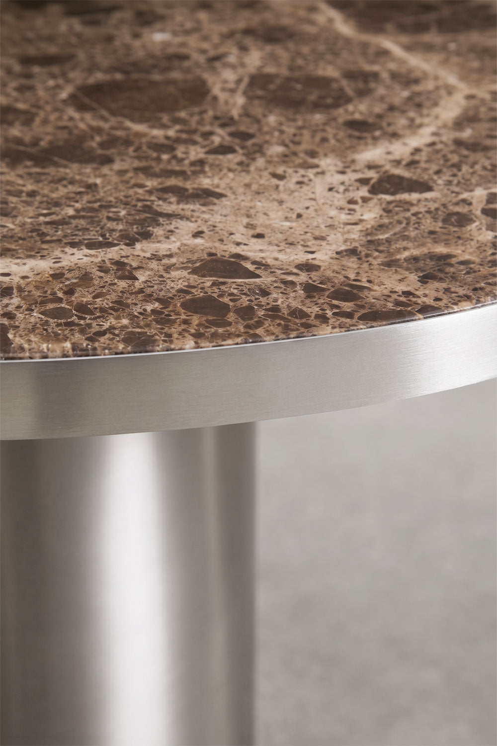 Fertrix - Tavolo da pranzo ovale 120x100 cm in pietra naturale e acciaio inox