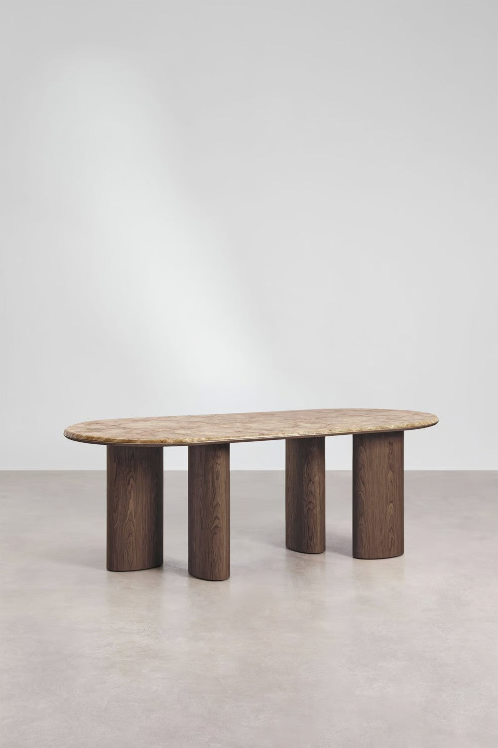 Dayana - Tavolo da pranzo ovale 220x100 cm in MDF e marmo