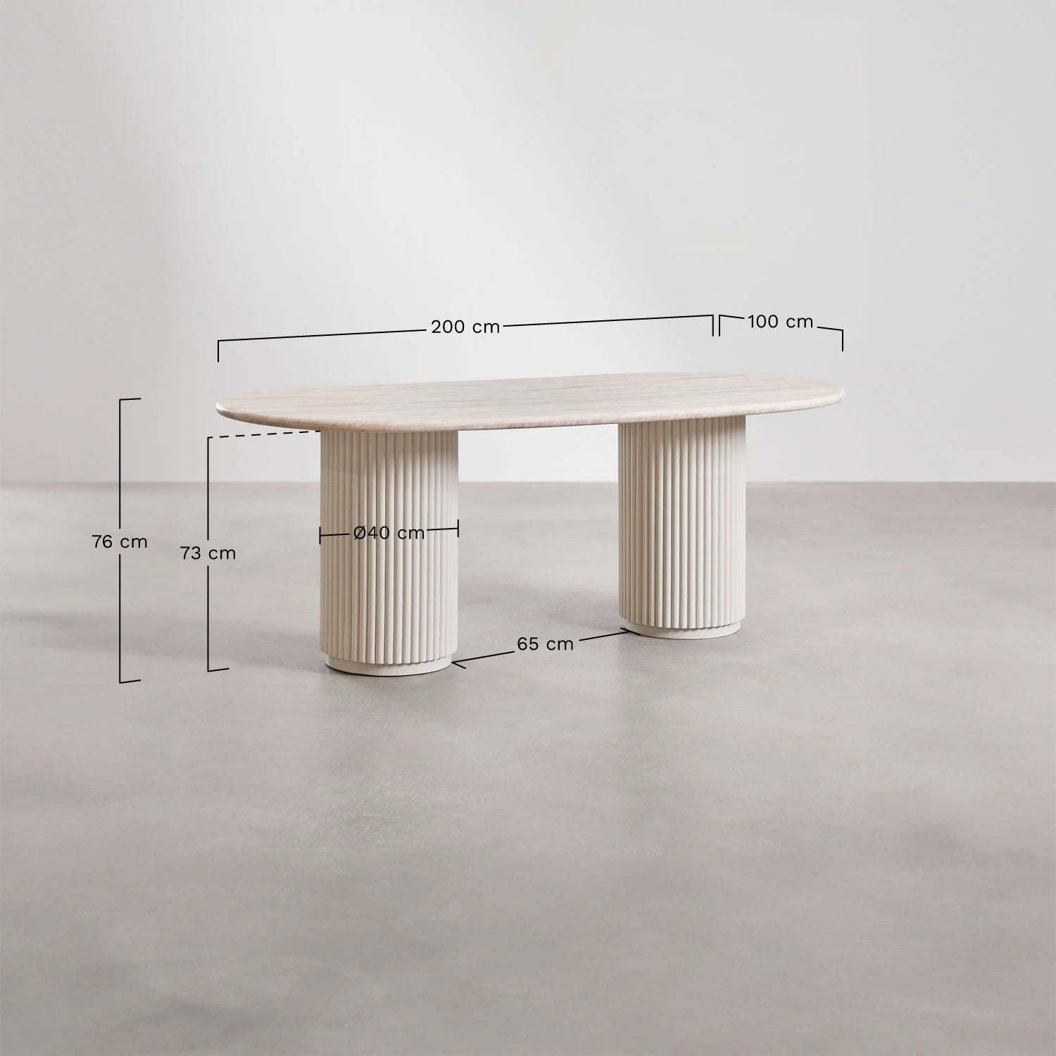 Tavolo da pranzo ovale 200x100 cm in pietra naturale e legno di mango Giselda