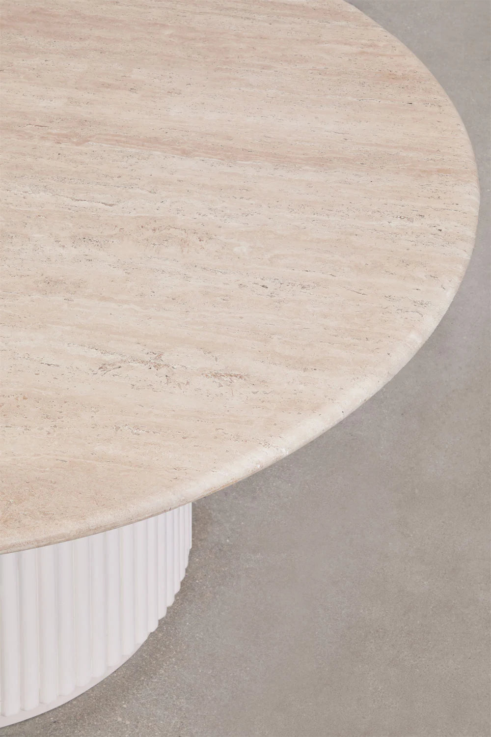 Giselda - Tavolo da pranzo rotondo in pietra naturale e legno di mango Ø100 Ø120 Ø140